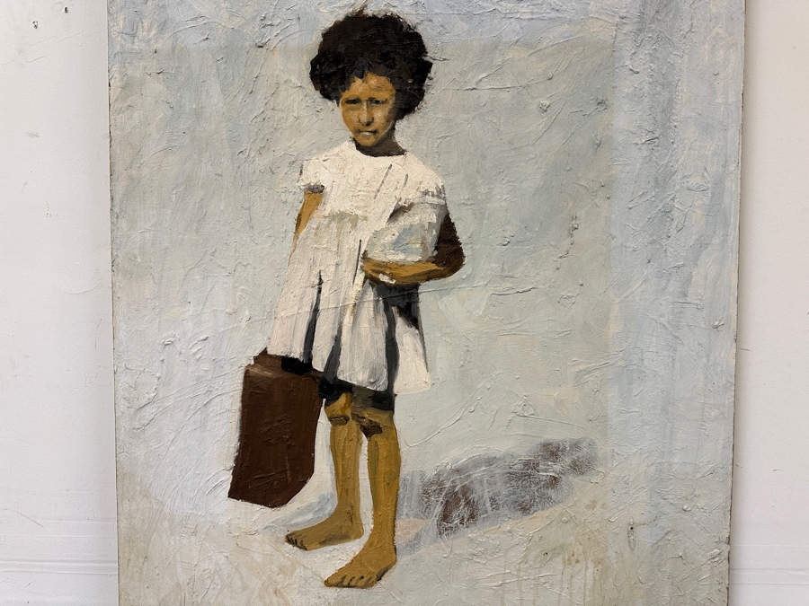 Original Gerry Kirk Oil Painting On Board Portrait Of A Standing Girl Signed Verso Yagle (Name He Used Early In His Career) 32 X 48 [Photo 4]