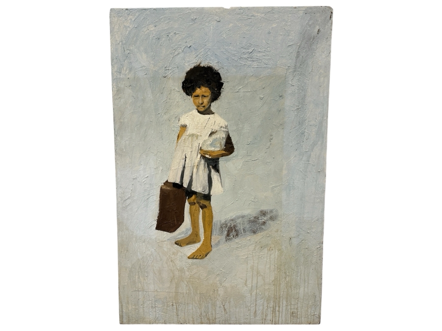 Original Gerry Kirk Oil Painting On Board Portrait Of A Standing Girl Signed Verso Yagle (Name He Used Early In His Career) 32 X 48 [Photo 2]