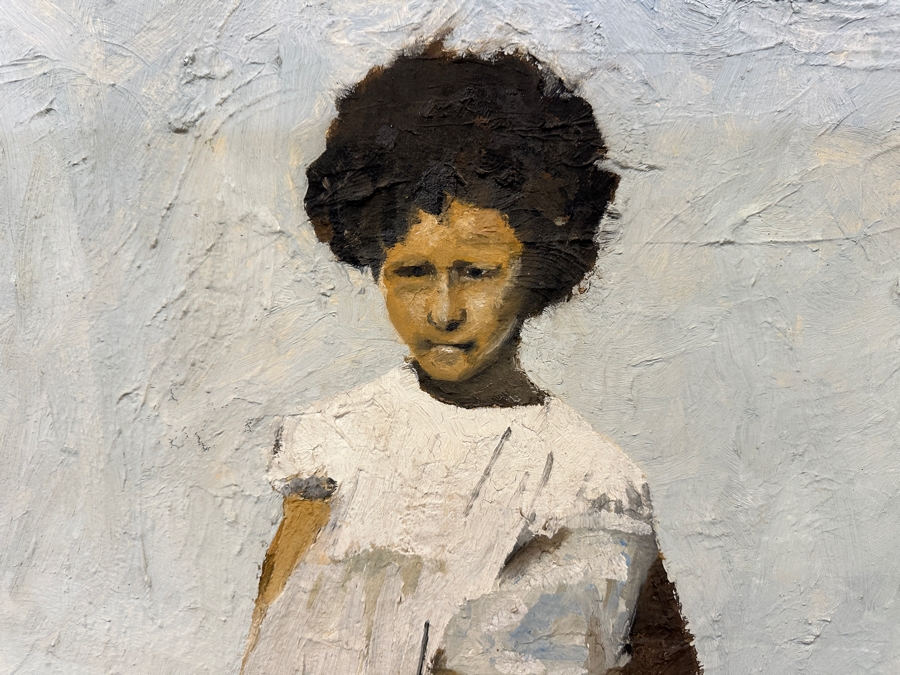 Original Gerry Kirk Oil Painting On Board Portrait Of A Standing Girl Signed Verso Yagle (Name He Used Early In His Career) 32 X 48 [Photo 5]