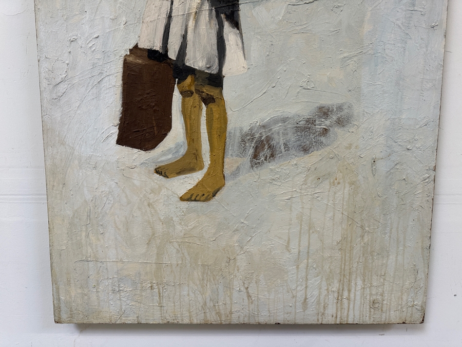 Original Gerry Kirk Oil Painting On Board Portrait Of A Standing Girl Signed Verso Yagle (Name He Used Early In His Career) 32 X 48 [Photo 14]
