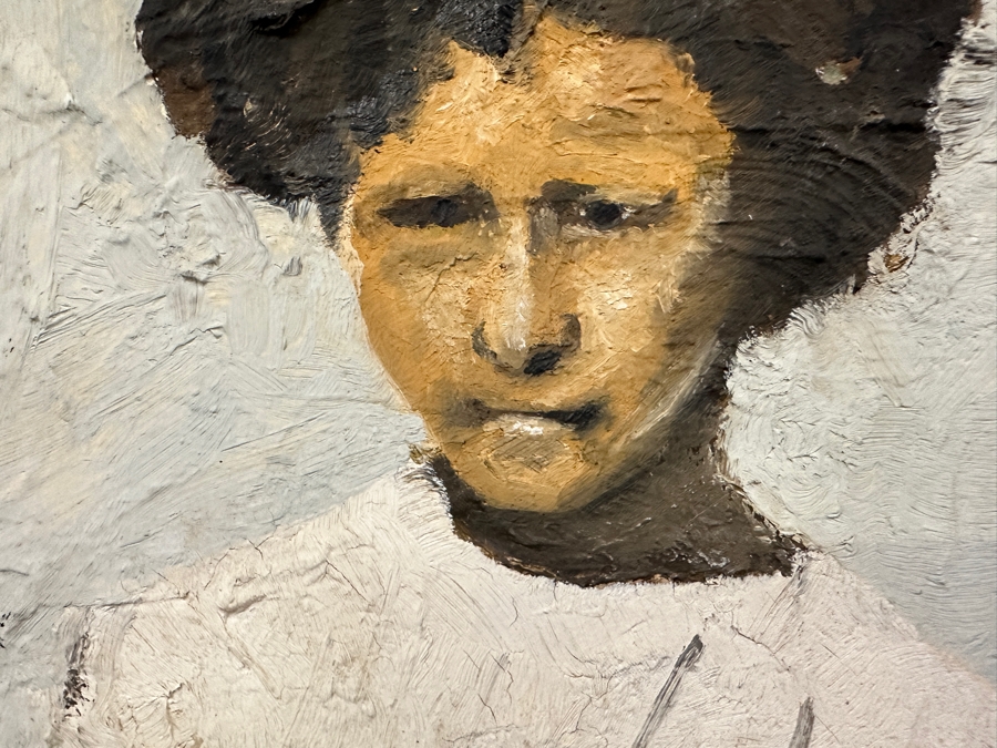 Original Gerry Kirk Oil Painting On Board Portrait Of A Standing Girl Signed Verso Yagle (Name He Used Early In His Career) 32 X 48 [Photo 7]