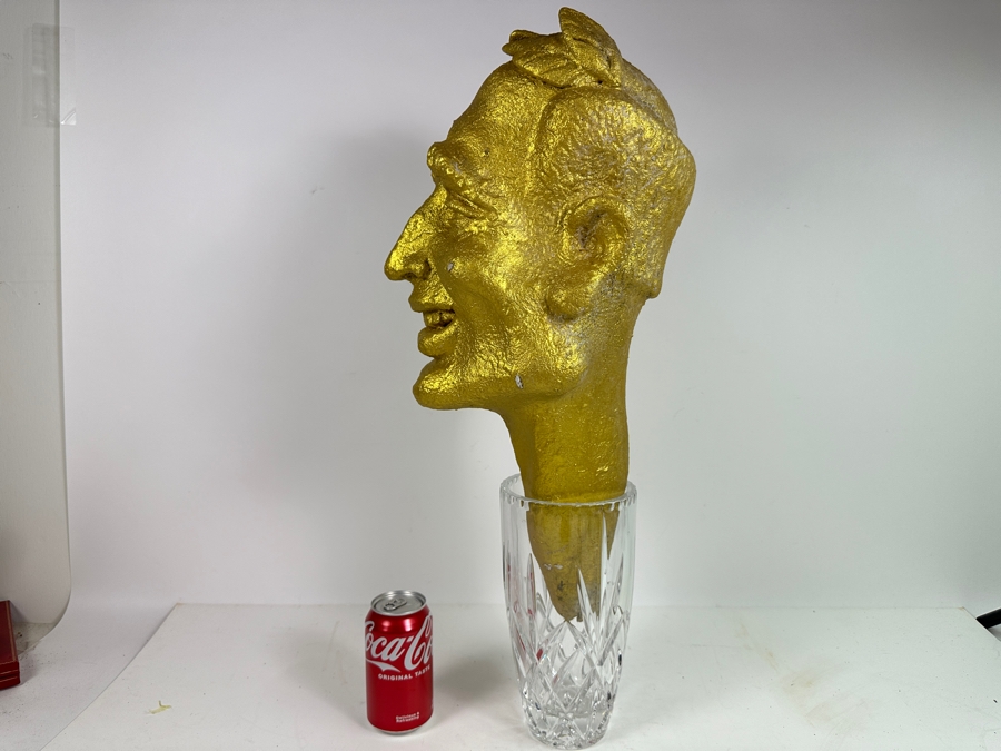 Original Gerry Kirk Gold Painted Foam Sculpture Of Man's Head 22H [Photo 4]