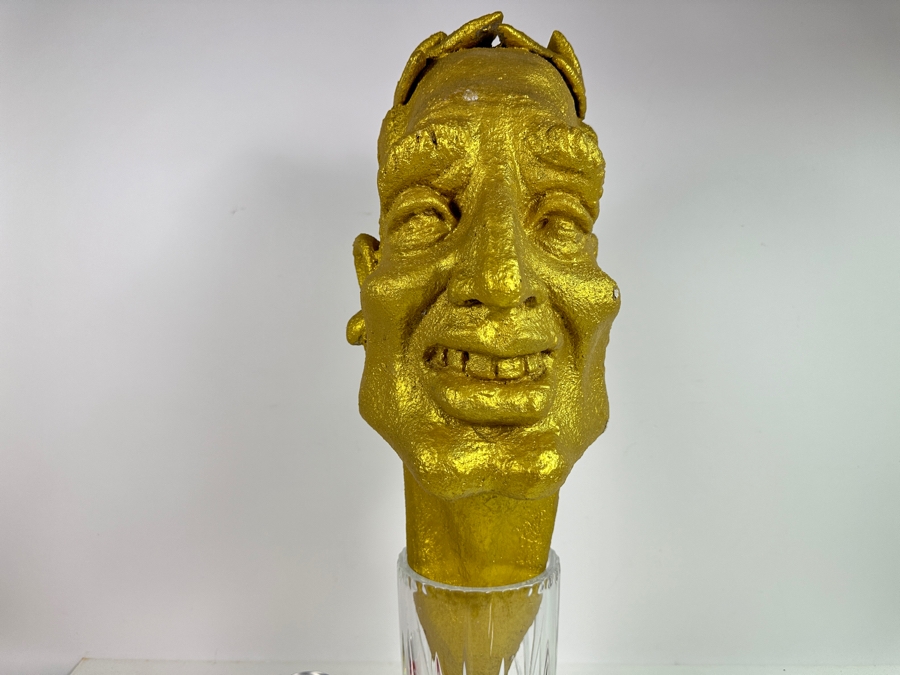 Original Gerry Kirk Gold Painted Foam Sculpture Of Man's Head 22H [Photo 3]