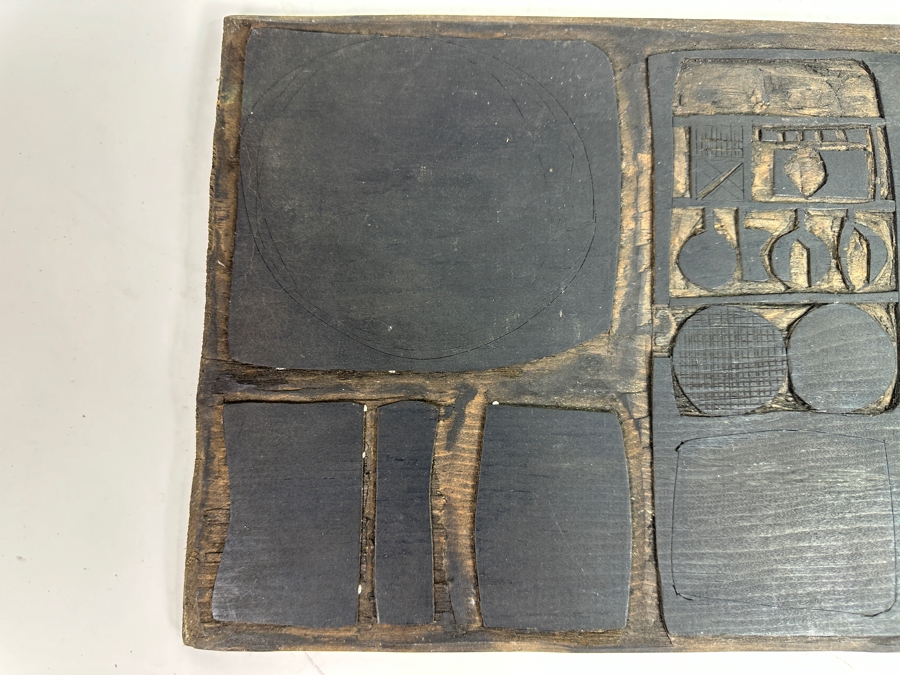 Vintage 1963 Gerry Kirk Hand Signed Woodblock Print Signed (Gerhardt Yagle - Name He Used Early In His Career) 13.5 X 9 With The Original Hand Carved Woodblock That Produced the Print - Carved On Both Sides Of The Woodblock 24 X 9.5 - See Photos [Photo 9]