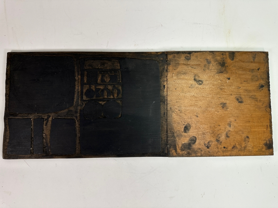 Vintage 1963 Gerry Kirk Hand Signed Woodblock Print Signed (Gerhardt Yagle - Name He Used Early In His Career) 13.5 X 9 With The Original Hand Carved Woodblock That Produced the Print - Carved On Both Sides Of The Woodblock 24 X 9.5 - See Photos [Photo 6]