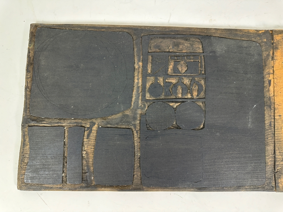 Vintage 1963 Gerry Kirk Hand Signed Woodblock Print Signed (Gerhardt Yagle - Name He Used Early In His Career) 13.5 X 9 With The Original Hand Carved Woodblock That Produced the Print - Carved On Both Sides Of The Woodblock 24 X 9.5 - See Photos [Photo 19]