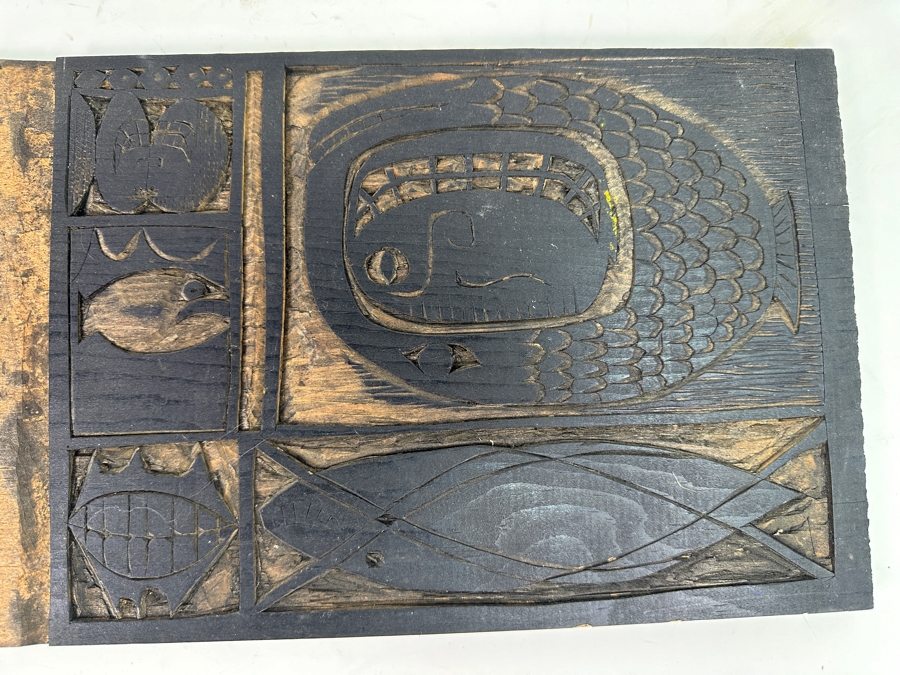 Vintage 1963 Gerry Kirk Hand Signed Woodblock Print Signed (Gerhardt Yagle - Name He Used Early In His Career) 13.5 X 9 With The Original Hand Carved Woodblock That Produced the Print - Carved On Both Sides Of The Woodblock 24 X 9.5 - See Photos [Photo 12]