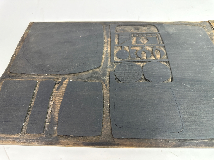 Vintage 1963 Gerry Kirk Hand Signed Woodblock Print Signed (Gerhardt Yagle - Name He Used Early In His Career) 13.5 X 9 With The Original Hand Carved Woodblock That Produced the Print - Carved On Both Sides Of The Woodblock 24 X 9.5 - See Photos [Photo 10]