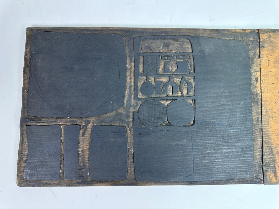 Vintage 1963 Gerry Kirk Hand Signed Woodblock Print Signed (Gerhardt Yagle - Name He Used Early In His Career) 13.5 X 9 With The Original Hand Carved Woodblock That Produced the Print - Carved On Both Sides Of The Woodblock 24 X 9.5 - See Photos [Photo 7]