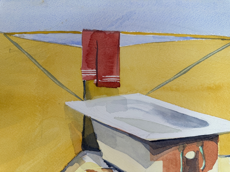 Original Gerry Kirk Watercolor Painting On Paper Unsigned Of Desert Camping Scene 18 X 15 [Photo 4]