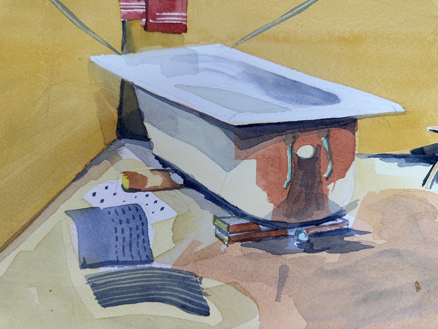 Original Gerry Kirk Watercolor Painting On Paper Unsigned Of Desert Camping Scene 18 X 15 [Photo 3]