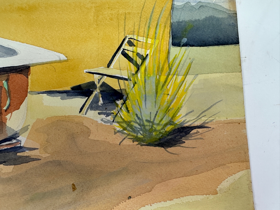 Original Gerry Kirk Watercolor Painting On Paper Unsigned Of Desert Camping Scene 18 X 15 [Photo 5]