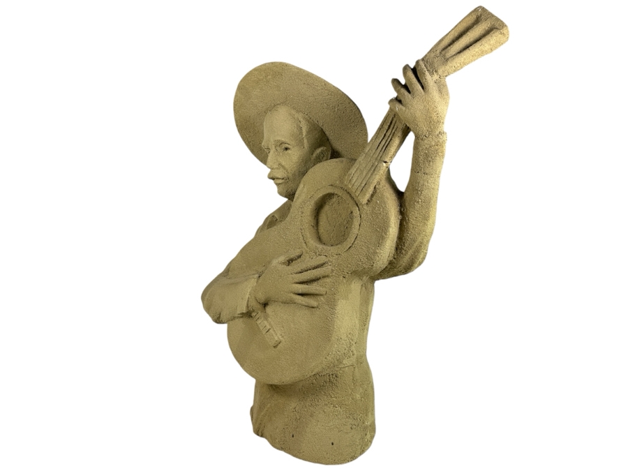 Original Gerry Kirk Life-size Sand Coated Foam Sculpture Of Man Playing Guitar 26W X 12D X 34H [Photo 2]