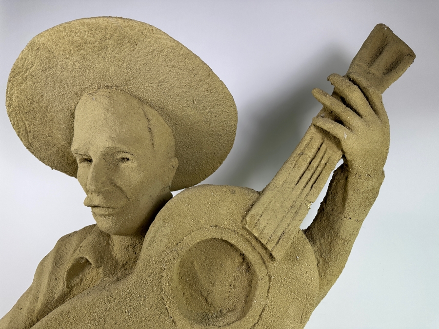 Original Gerry Kirk Life-size Sand Coated Foam Sculpture Of Man Playing Guitar 26W X 12D X 34H [Photo 6]