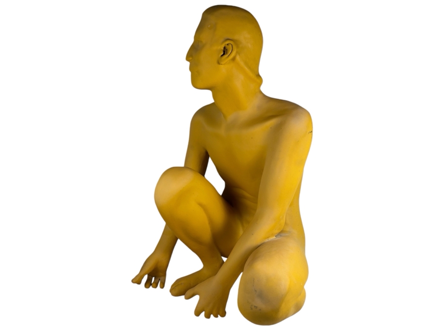 Original Gerry Kirk Life-size Fiberglass Sculpture Of Squatting Man 38H [Photo 6]