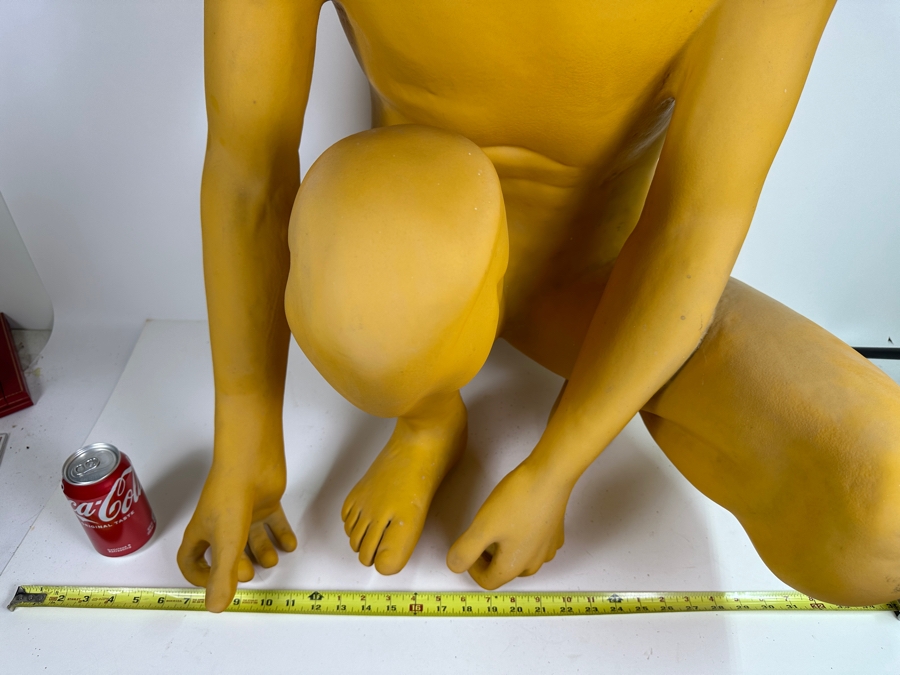 Original Gerry Kirk Life-size Fiberglass Sculpture Of Squatting Man 38H [Photo 10]