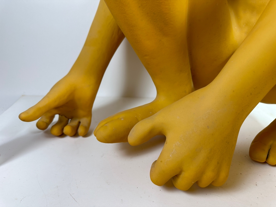 Original Gerry Kirk Life-size Fiberglass Sculpture Of Squatting Man 38H [Photo 12]