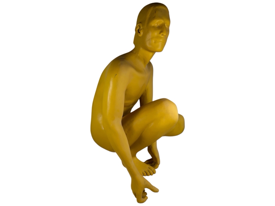 Original Gerry Kirk Life-size Fiberglass Sculpture Of Squatting Man 38H [Photo 3]