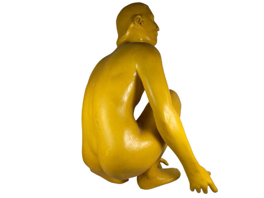 Original Gerry Kirk Life-size Fiberglass Sculpture Of Squatting Man 38H [Photo 4]