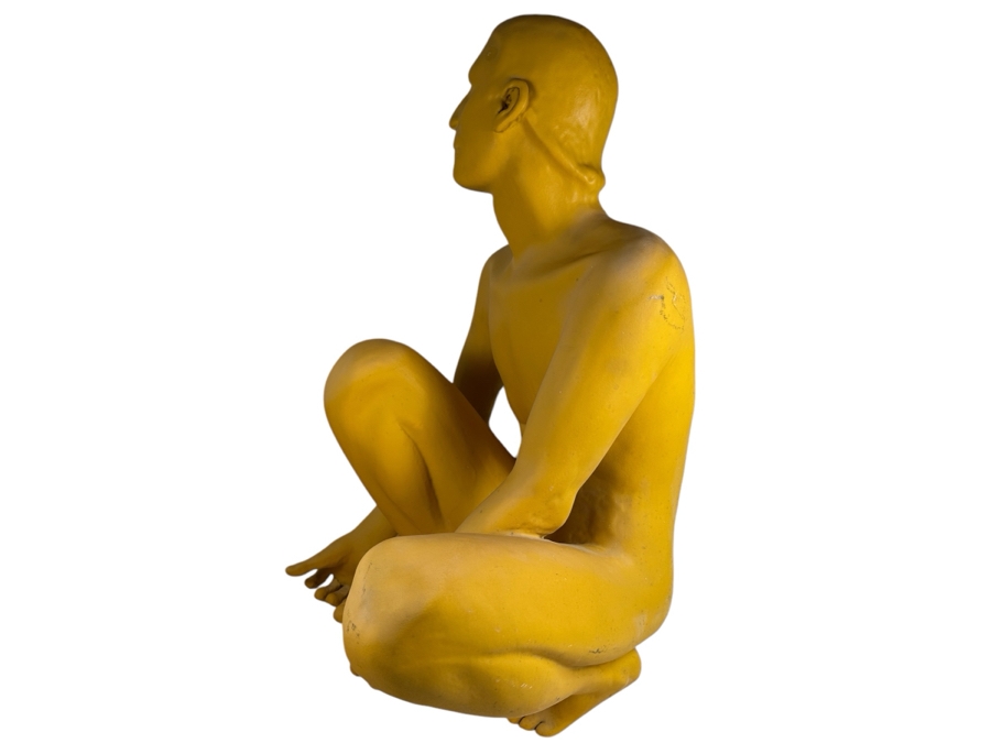 Original Gerry Kirk Life-size Fiberglass Sculpture Of Squatting Man 38H [Photo 5]