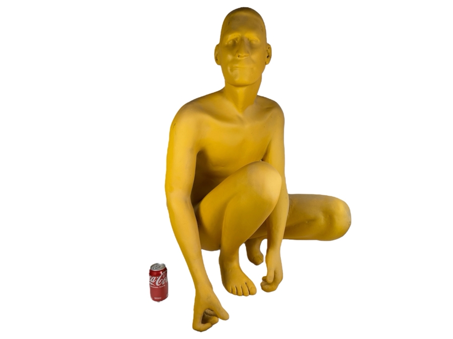 Original Gerry Kirk Life-size Fiberglass Sculpture Of Squatting Man 38H [Photo 2]