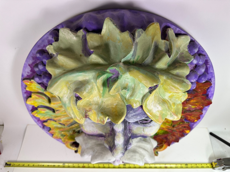 Large Bacchus Relief Resin Wall Plaque Hand Painted By Gerry Kirk 28W X 9D [Photo 6]
