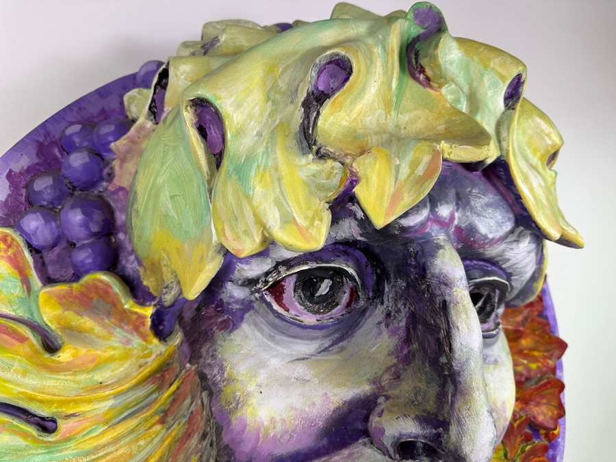 Large Bacchus Relief Resin Wall Plaque Hand Painted By Gerry Kirk 28W X 9D [Photo 5]
