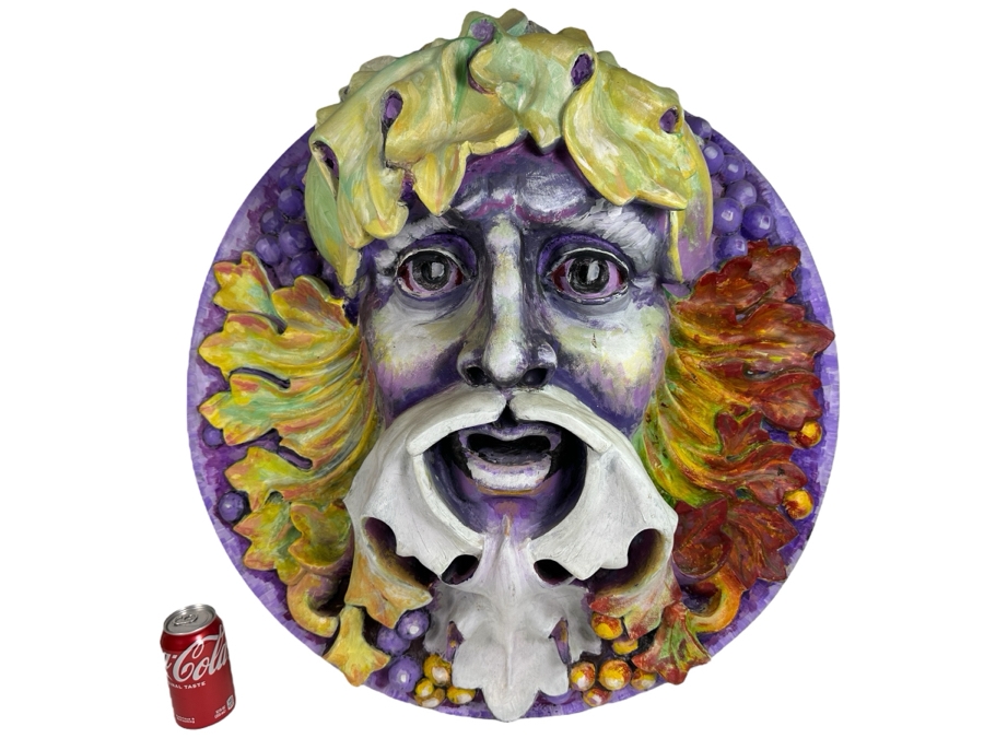 Large Bacchus Relief Resin Wall Plaque Hand Painted By Gerry Kirk 28W X 9D [Photo 2]