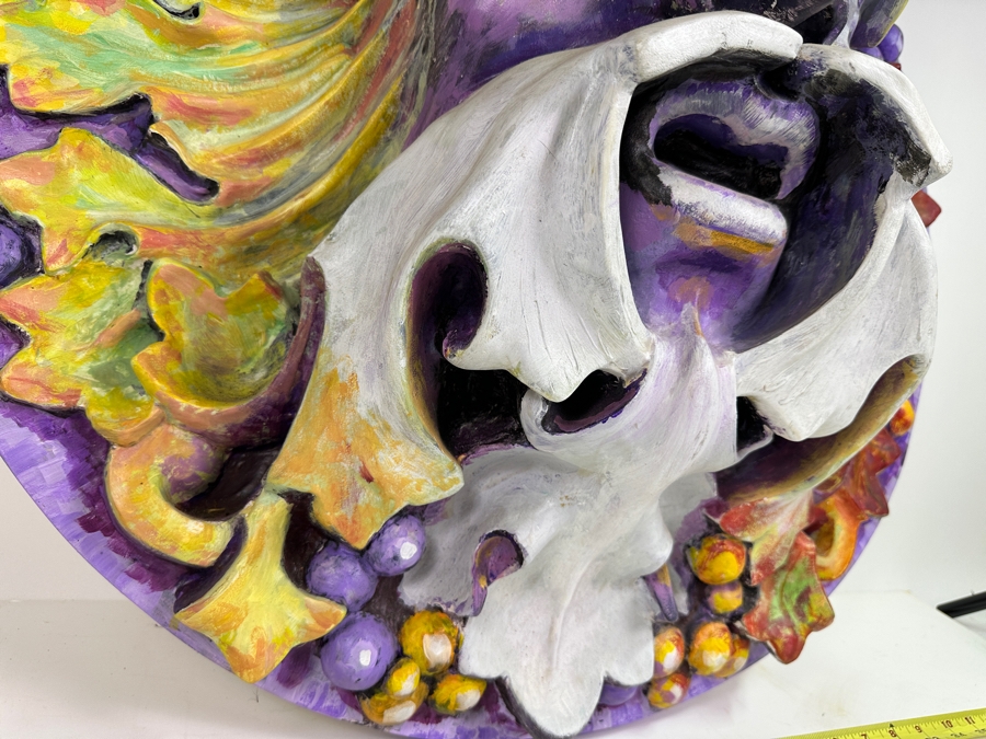 Large Bacchus Relief Resin Wall Plaque Hand Painted By Gerry Kirk 28W X 9D [Photo 3]