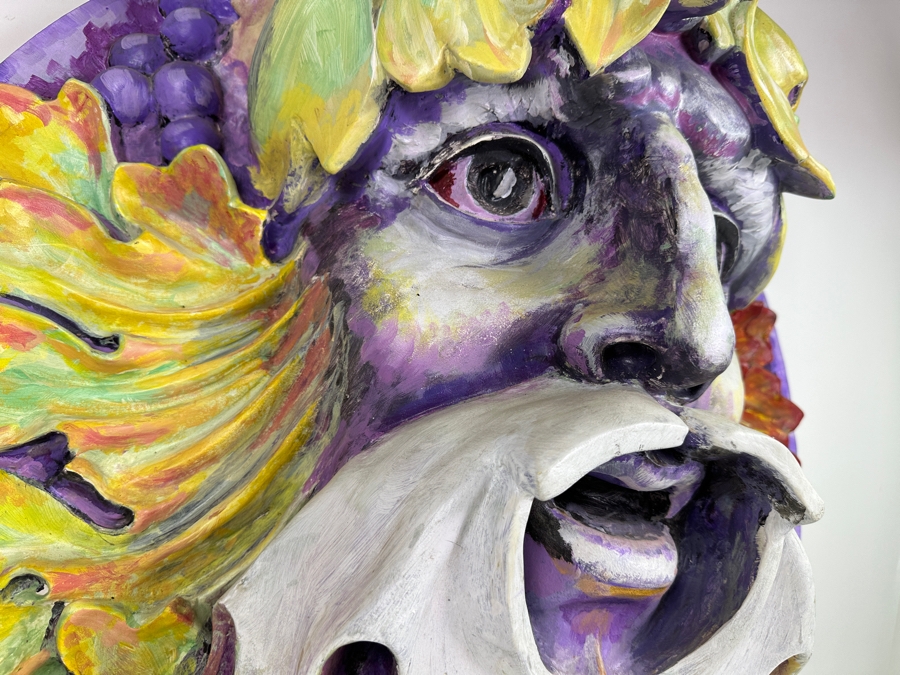 Large Bacchus Relief Resin Wall Plaque Hand Painted By Gerry Kirk 28W X 9D [Photo 4]