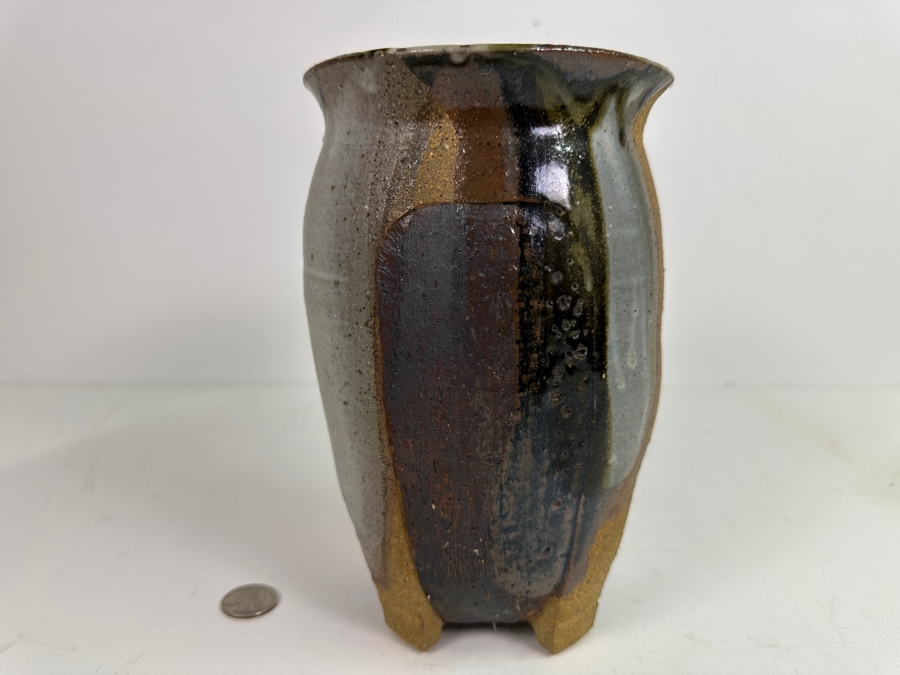 Original Gerry Kirk Art Pottery Footed Vase Signed 8.5H [Photo 6]