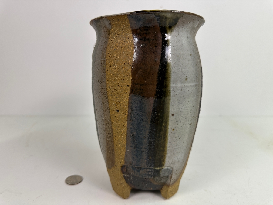 Original Gerry Kirk Art Pottery Footed Vase Signed 8.5H [Photo 7]