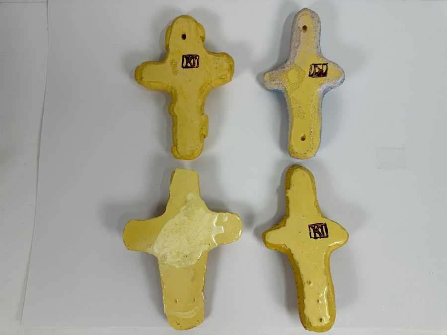 Four Gerry Kirk Resin Crosses - Three Are Signed 6.5W X 10H [Photo 6]