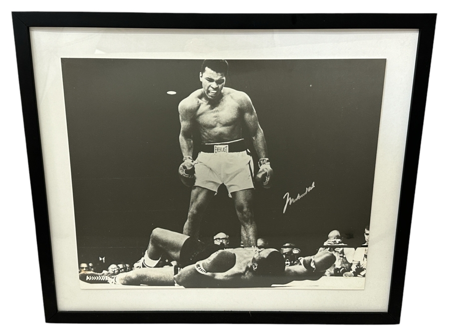 Autographed Muhammad Ali With Sonny Liston B&W Photograph With Certificate Of Authenticity By OnlineAuthentics.com 20' X 16' Framed 25.5 X 21.5