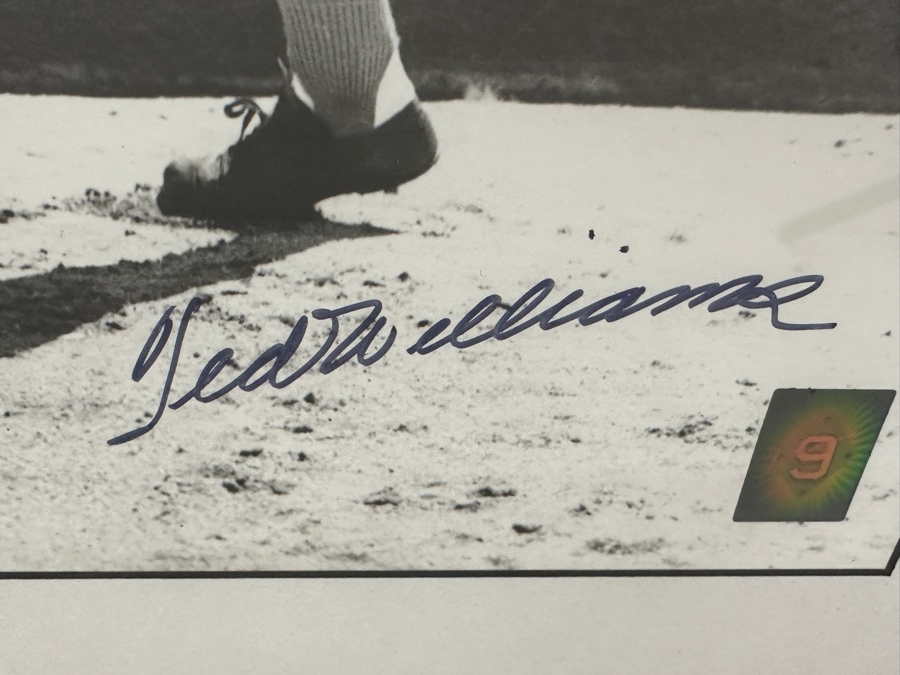 Autographed 1939 Ted Williams Rookie Posed Swing (Red Sox) B&W Photograph With Green Diamond Sports Certificate Of Authenticity 15 X 19 Framed 21 X 25 [Photo 6]