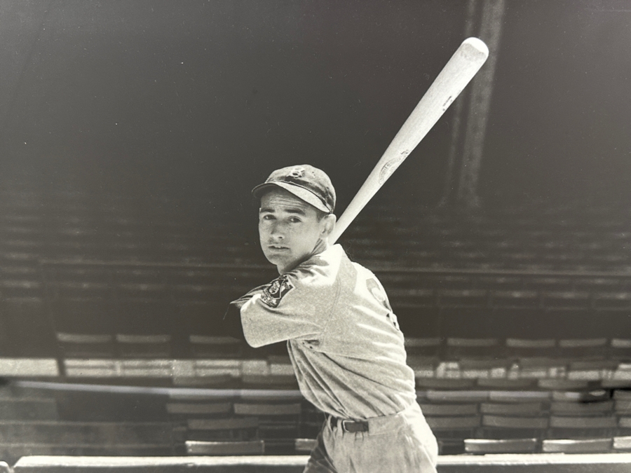Autographed 1939 Ted Williams Rookie Posed Swing (Red Sox) B&W Photograph With Green Diamond Sports Certificate Of Authenticity 15 X 19 Framed 21 X 25 [Photo 3]