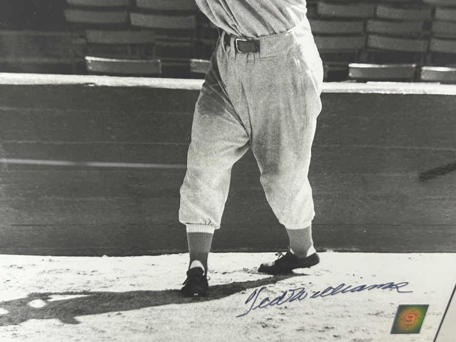 Autographed 1939 Ted Williams Rookie Posed Swing (Red Sox) B&W Photograph With Green Diamond Sports Certificate Of Authenticity 15 X 19 Framed 21 X 25 [Photo 5]