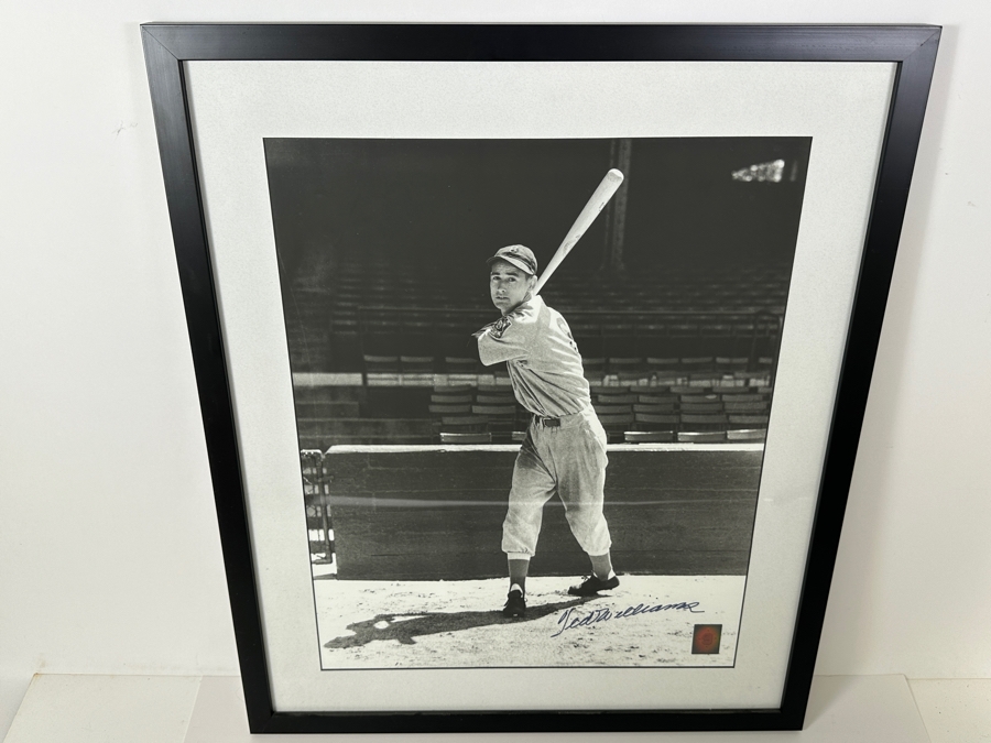 Autographed 1939 Ted Williams Rookie Posed Swing (Red Sox) B&W Photograph With Green Diamond Sports Certificate Of Authenticity 15 X 19 Framed 21 X 25 [Photo 2]