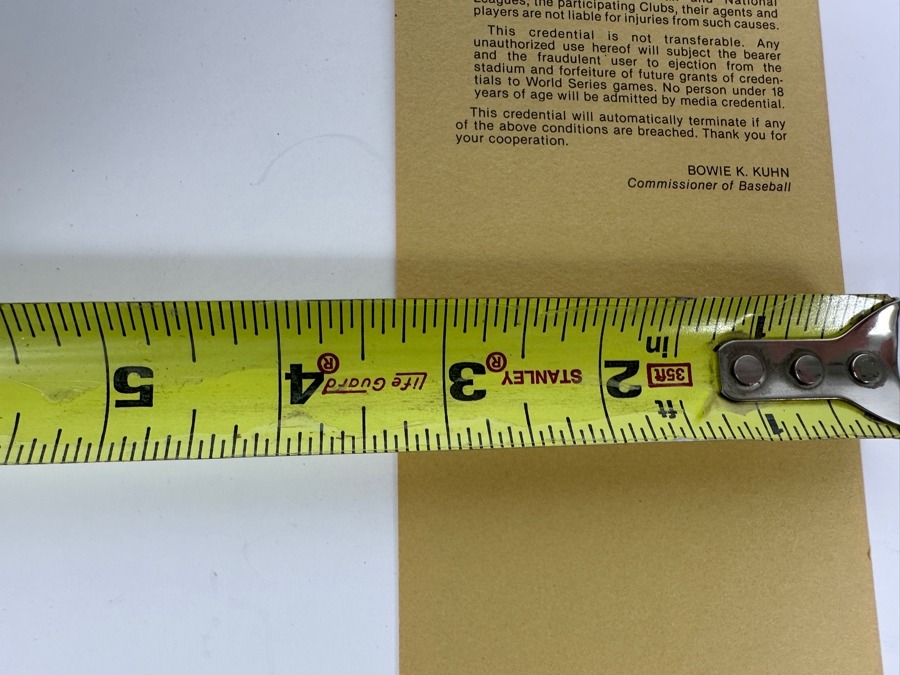 Vintage 1981 World Series Press Pass 3.25 X 9.25 [Photo 6]