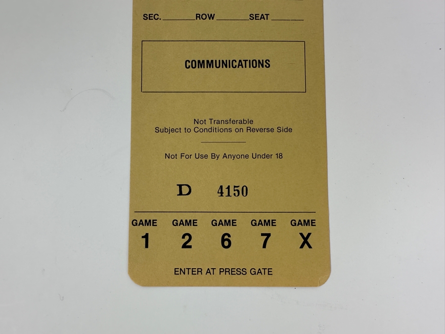 Vintage 1981 World Series Press Pass 3.25 X 9.25 [Photo 3]