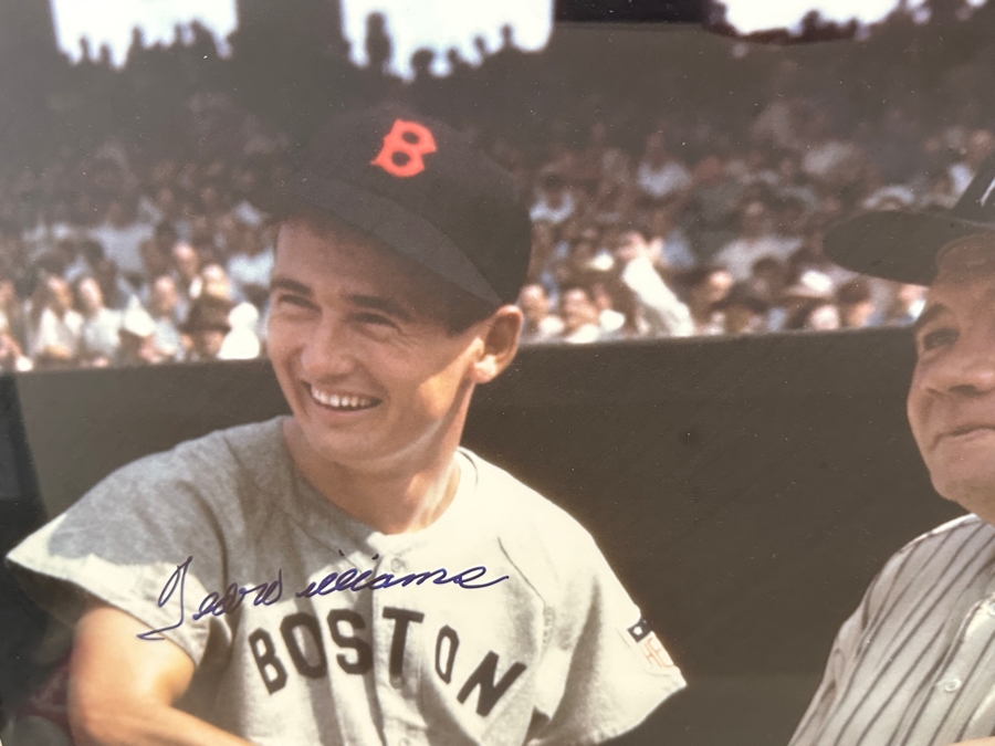 Ted Williams & Babe Ruth Color Photograph Autographed By Ted Williams With Green Diamond Sports Certificate Of Authenticity 20 X 24 Framed 34 X 30 [Photo 5]