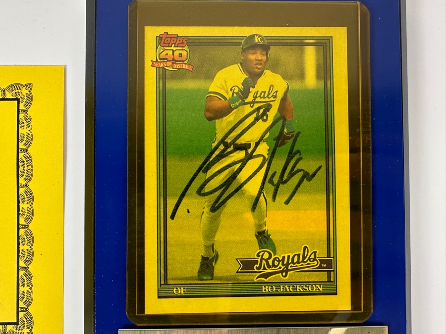 Bo Jackson Autographed Kansas City Royals 1991 Topps MLB Baseball Card With Certificate Of Authenticity [Photo 2]
