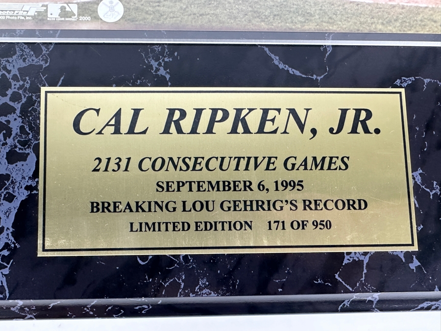 Cal Ripken, Jr. Autographed Color Photo 2,131 Consecutive Games September 6, 1995 Limited Edition Plaque 171 Of 950 With Certificate Of Authenticity From Ken Goldin 12 X 15 [Photo 6]