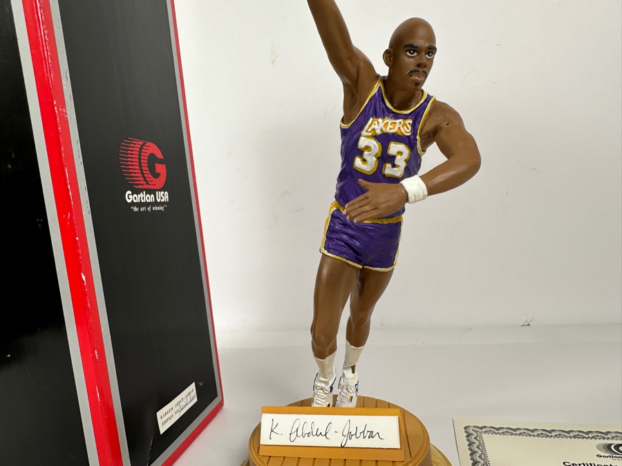 Kareem Abdul-Jabbar Autographed Special Issue Figurine LA Lakers By Gartlan 1989 Limited Edition Of 1,989 'The Captain' Personally Autographed By Kareem Note Damage To One Of The Legs With C.O.A. And Box 11H [Photo 2]