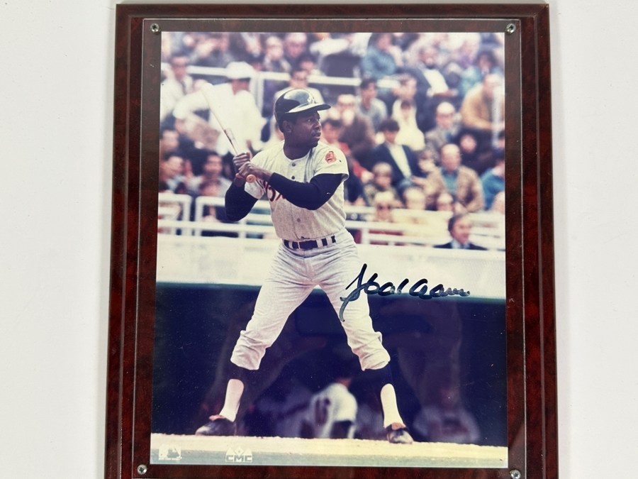 Hank Aaron Autographed 8 X 10 Color Photo Plaque  [Photo 2]