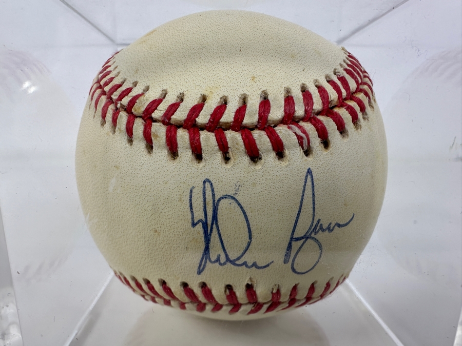 Nolan Ryan Signed Official American League Baseball In Acrylic Display Case [Photo 2]