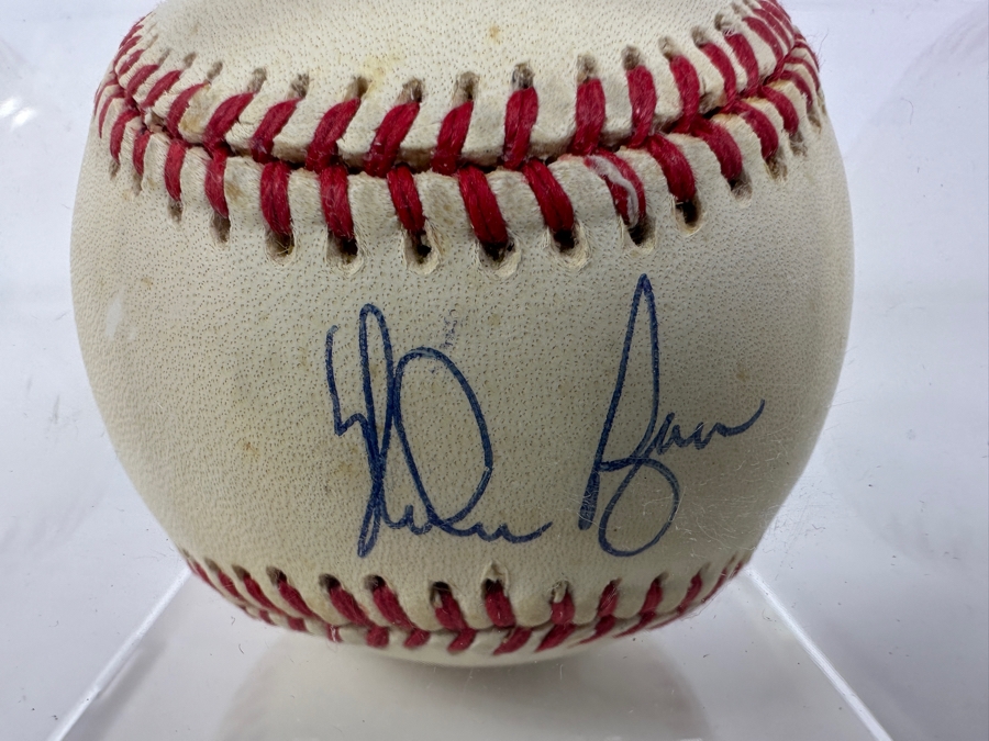 Nolan Ryan Signed Official American League Baseball In Acrylic Display Case [Photo 3]