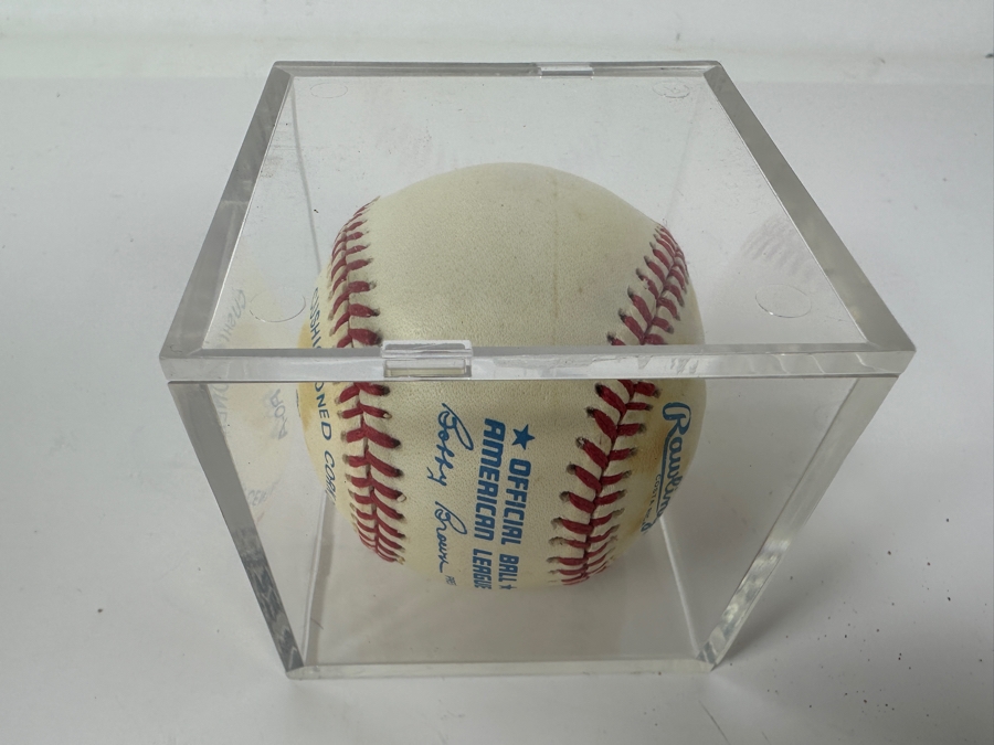 Nolan Ryan Signed Official American League Baseball In Acrylic Display Case [Photo 5]