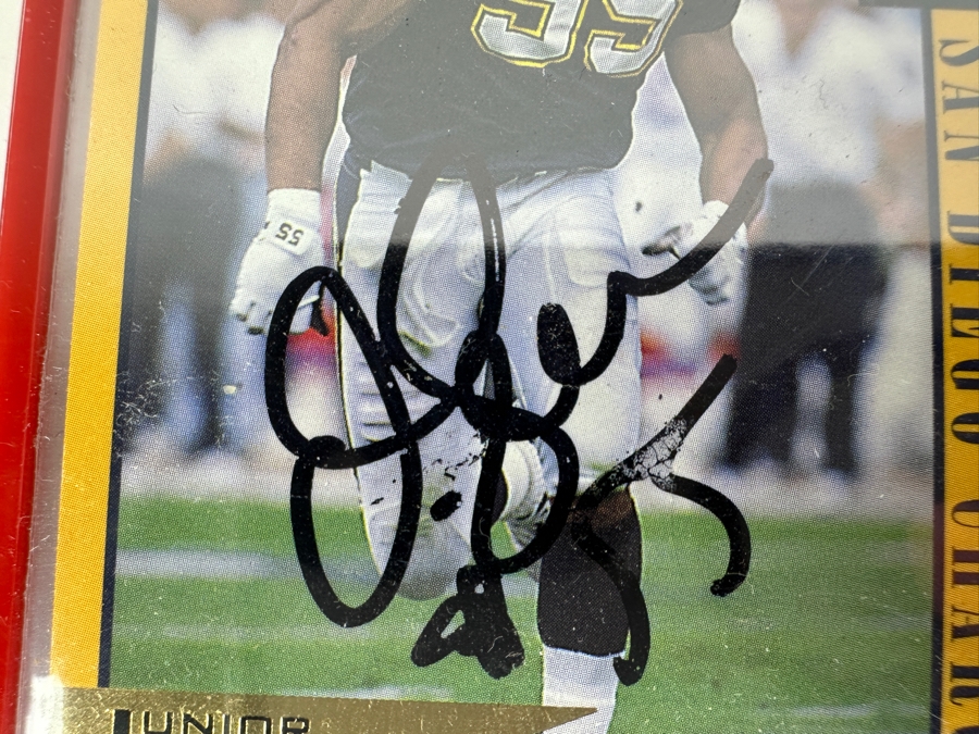 Junior Seau Signed NFL San Diego Chargers Football Card 1994 Classic Games, Inc. [Photo 2]