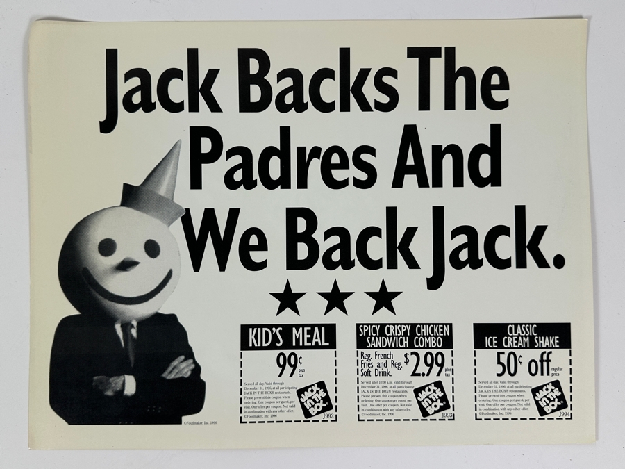 Tony Gwynn & Ken Caminiti Autographed Keep The Faith Padres Sign The San Diego Union Tribune With Jack In The Box Ad On Back 1996 14 X 10 [Photo 5]